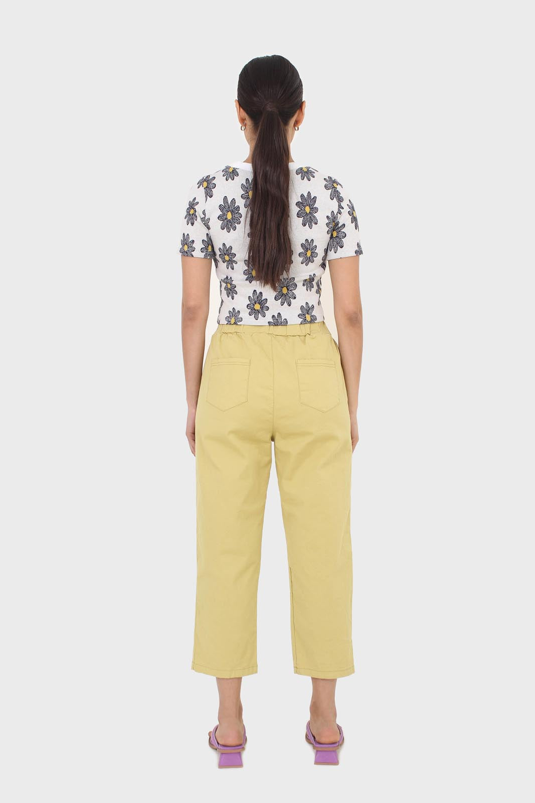 Yellow elasticated waistband trousers_7