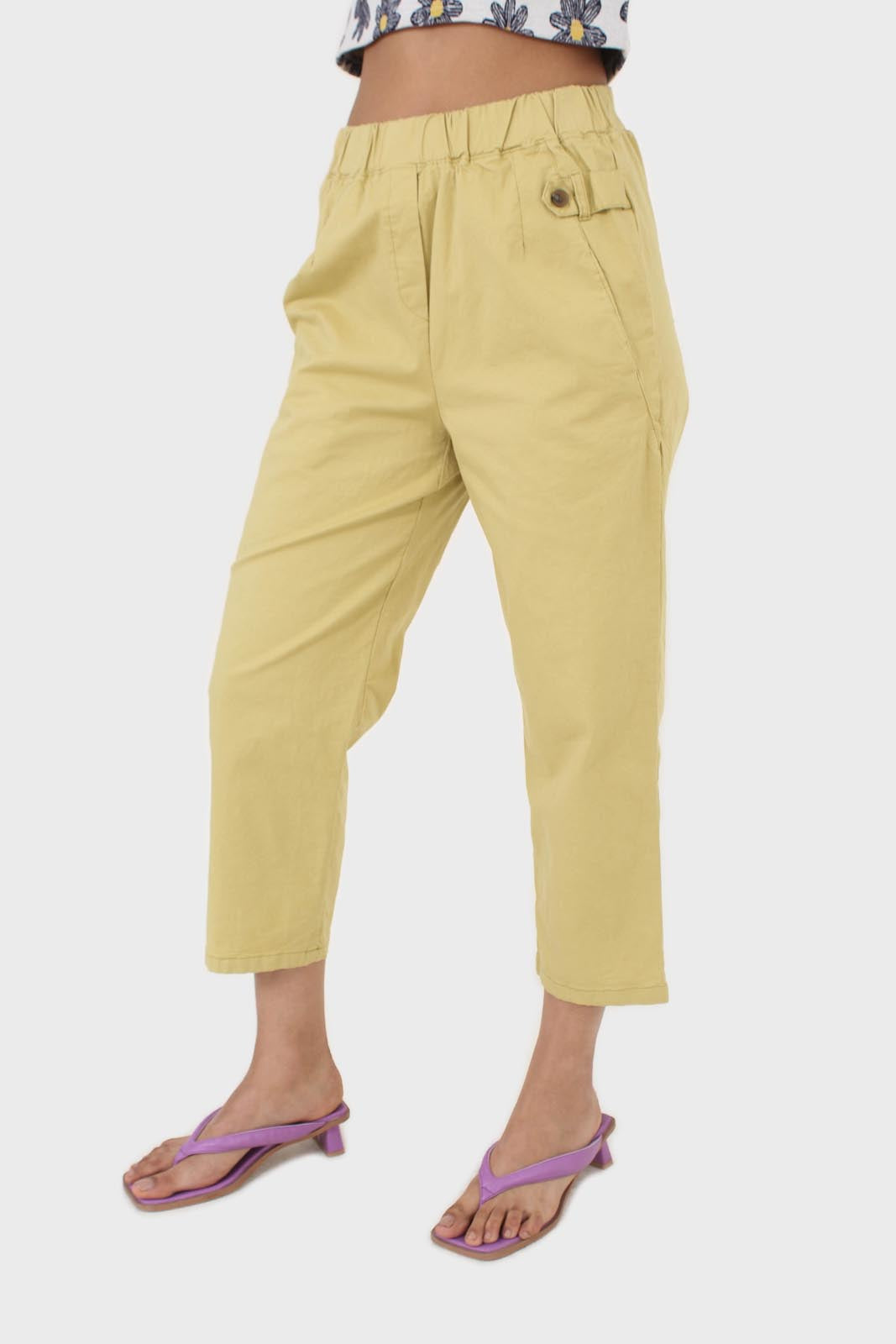 Yellow elasticated waistband trousers_1