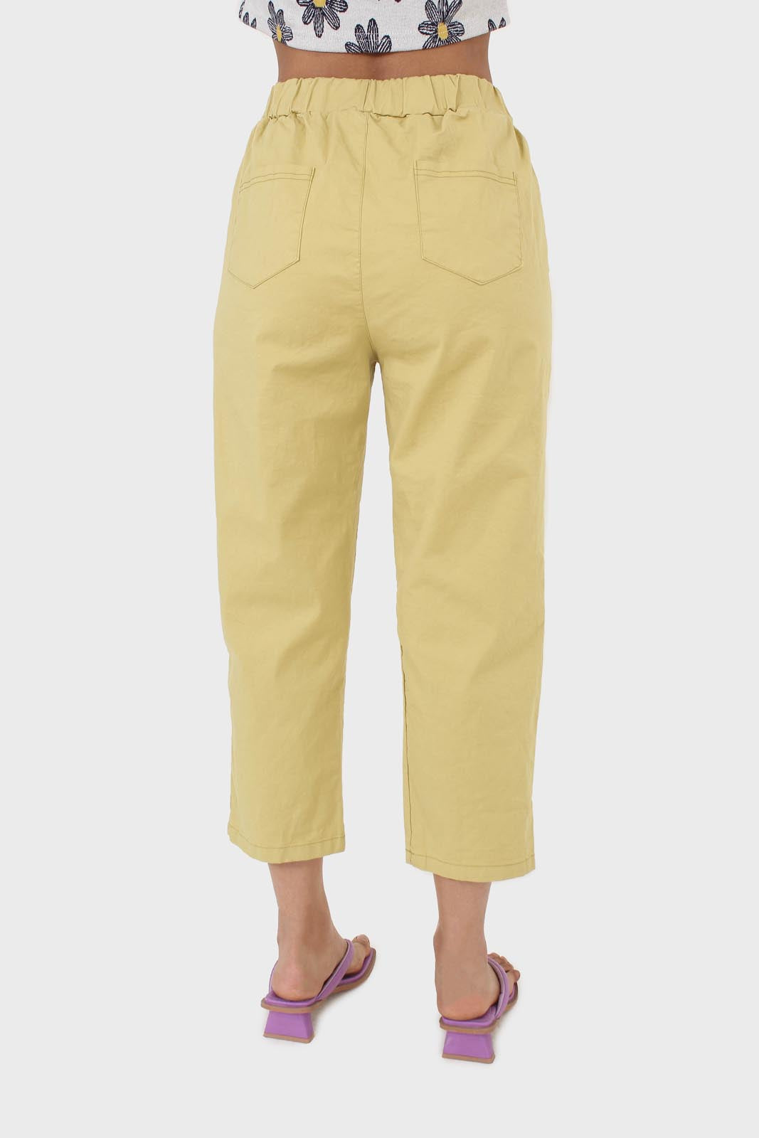 Yellow elasticated waistband trousers_2