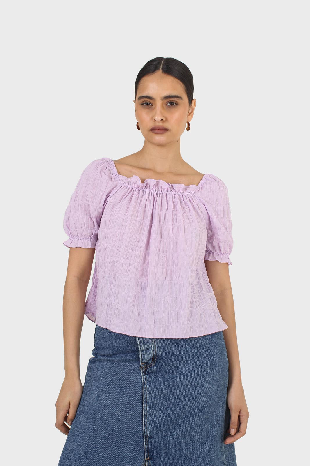 Lilac textured off the shoulder top_7
