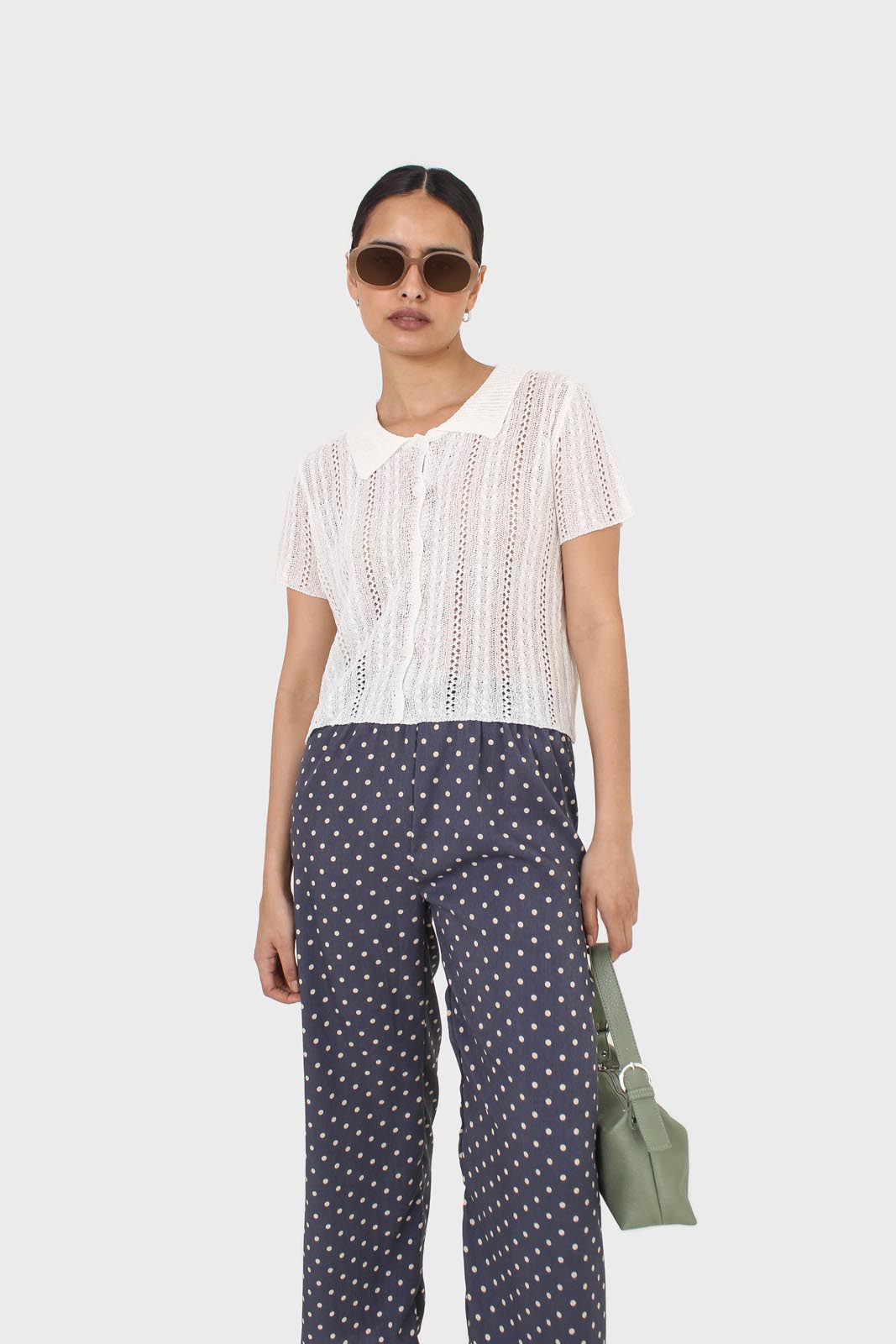 Ivory textured short sleeved cardigan top_9