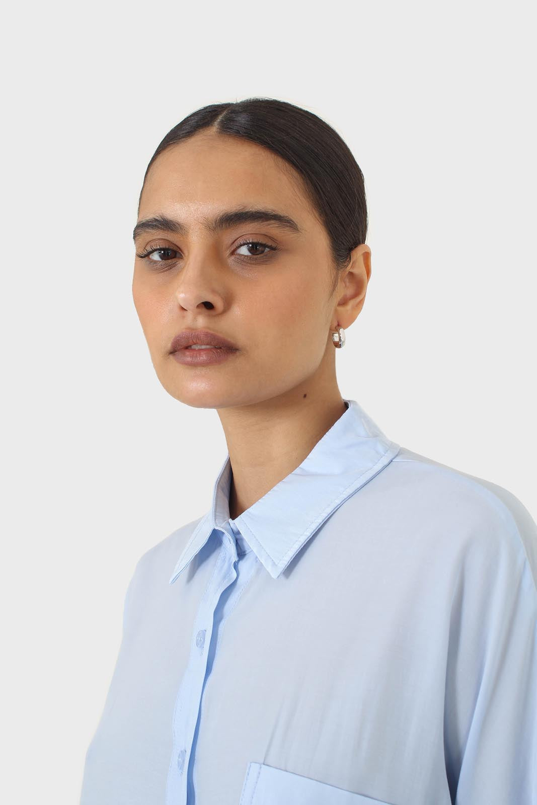 Blue asymmetric buttons shirt_10