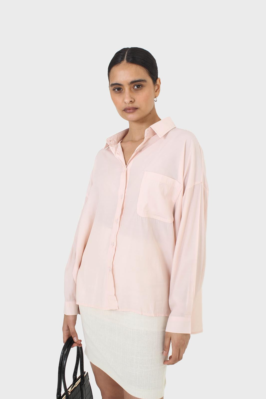 Pink asymmetric buttons shirt_6