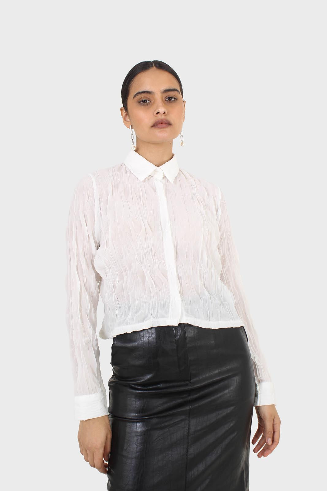 Ivory wrinkle button up blouse_5