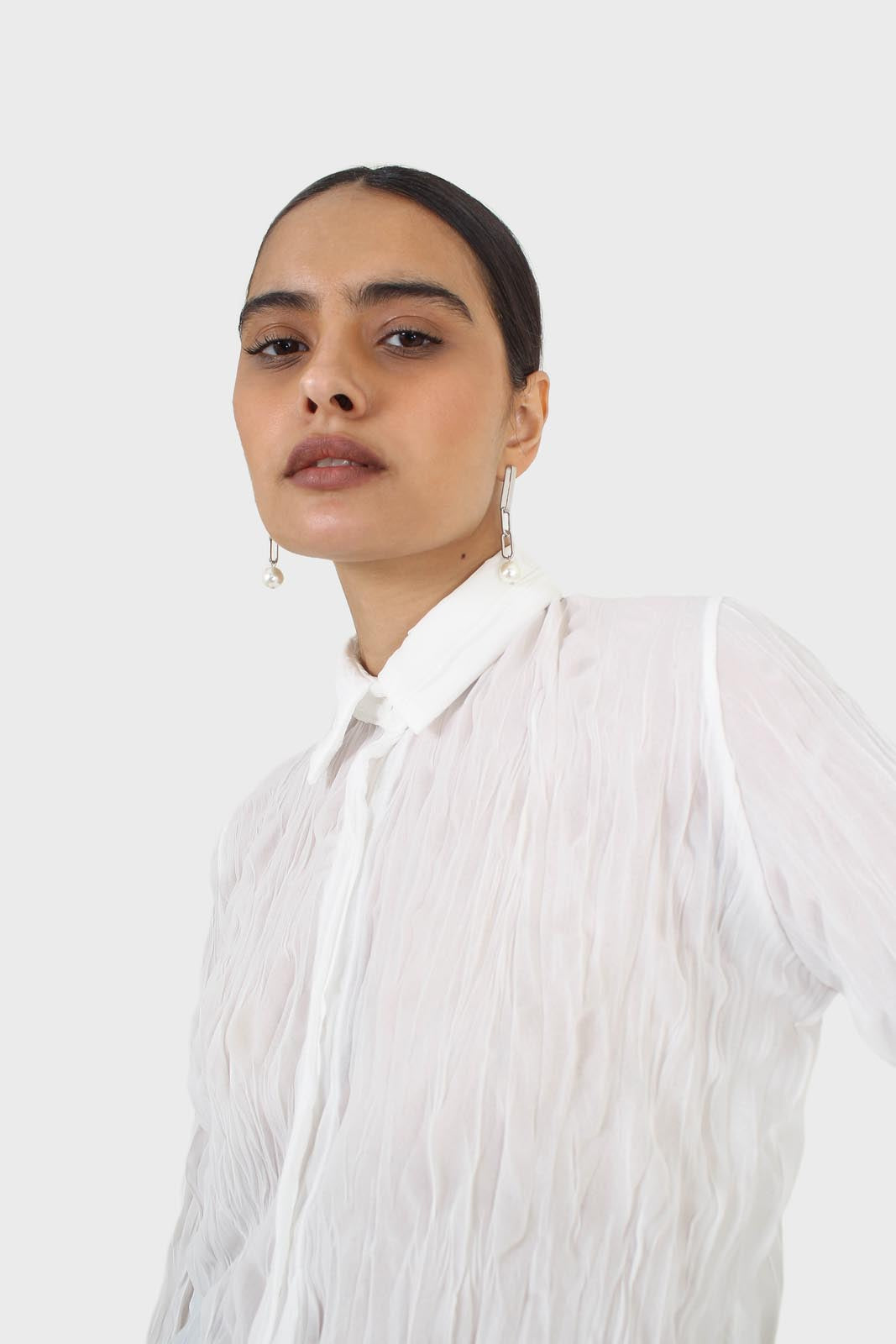 Ivory wrinkle button up blouse_6