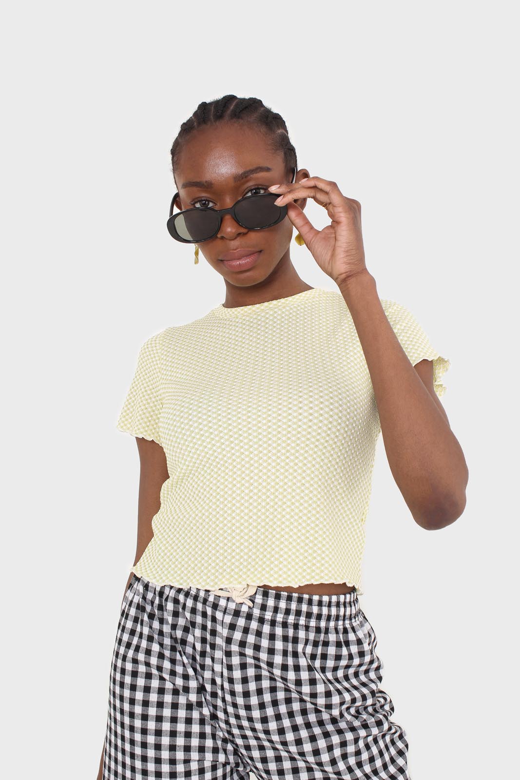 Yellow and ivory lettuce hem top_5