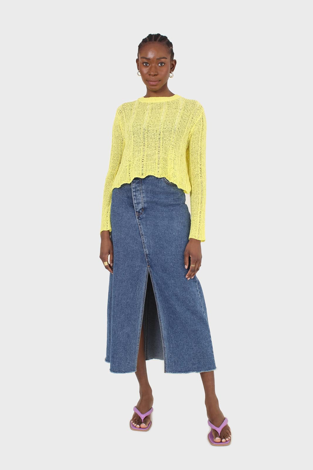 Yellow long sleeved light knitted top_4