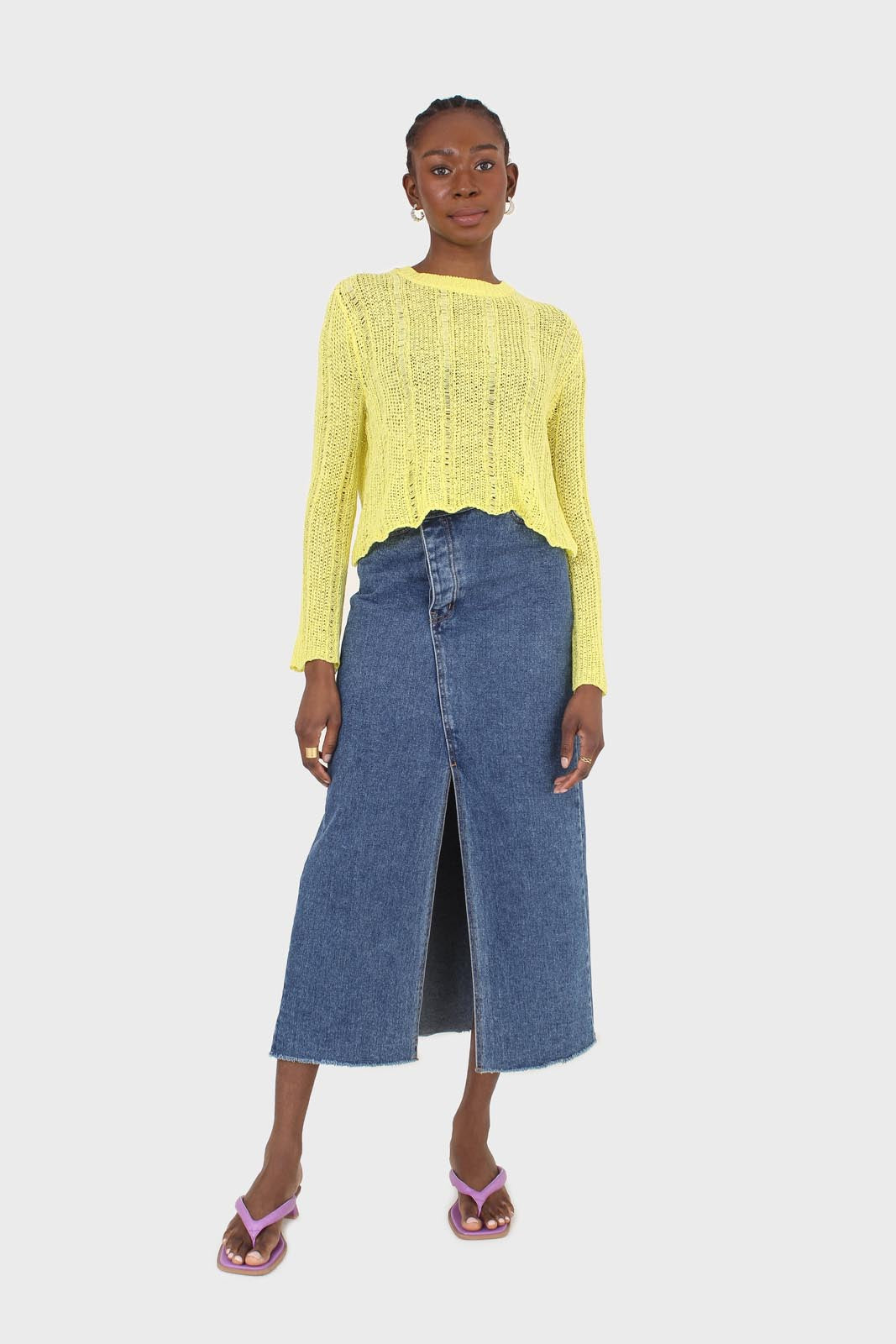 Yellow long sleeved light knitted top_9