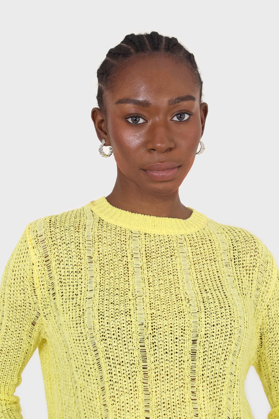 Yellow long sleeved light knitted top_7