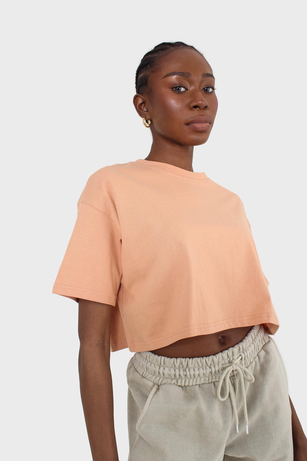 Pale orange perfect cropped short sleeve tee_5