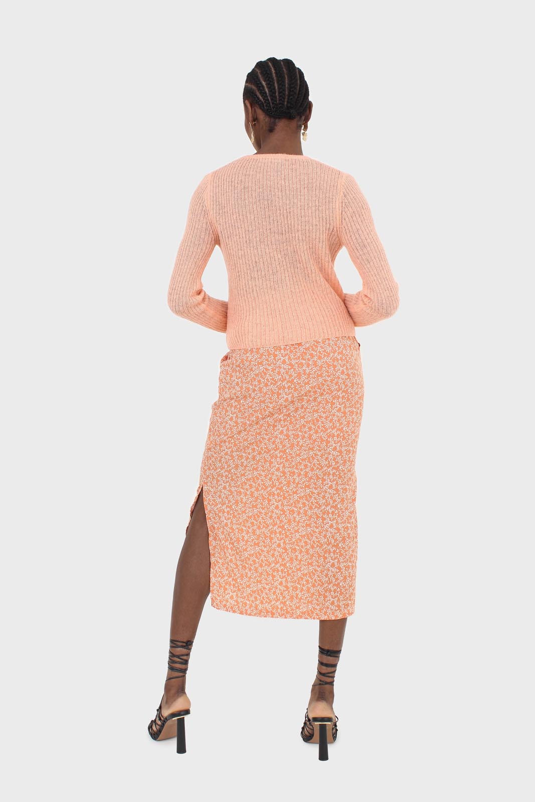 Orange ribbed knit cardigan_6