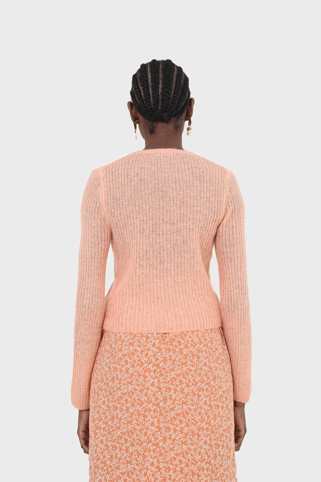 Orange ribbed knit cardigan_3