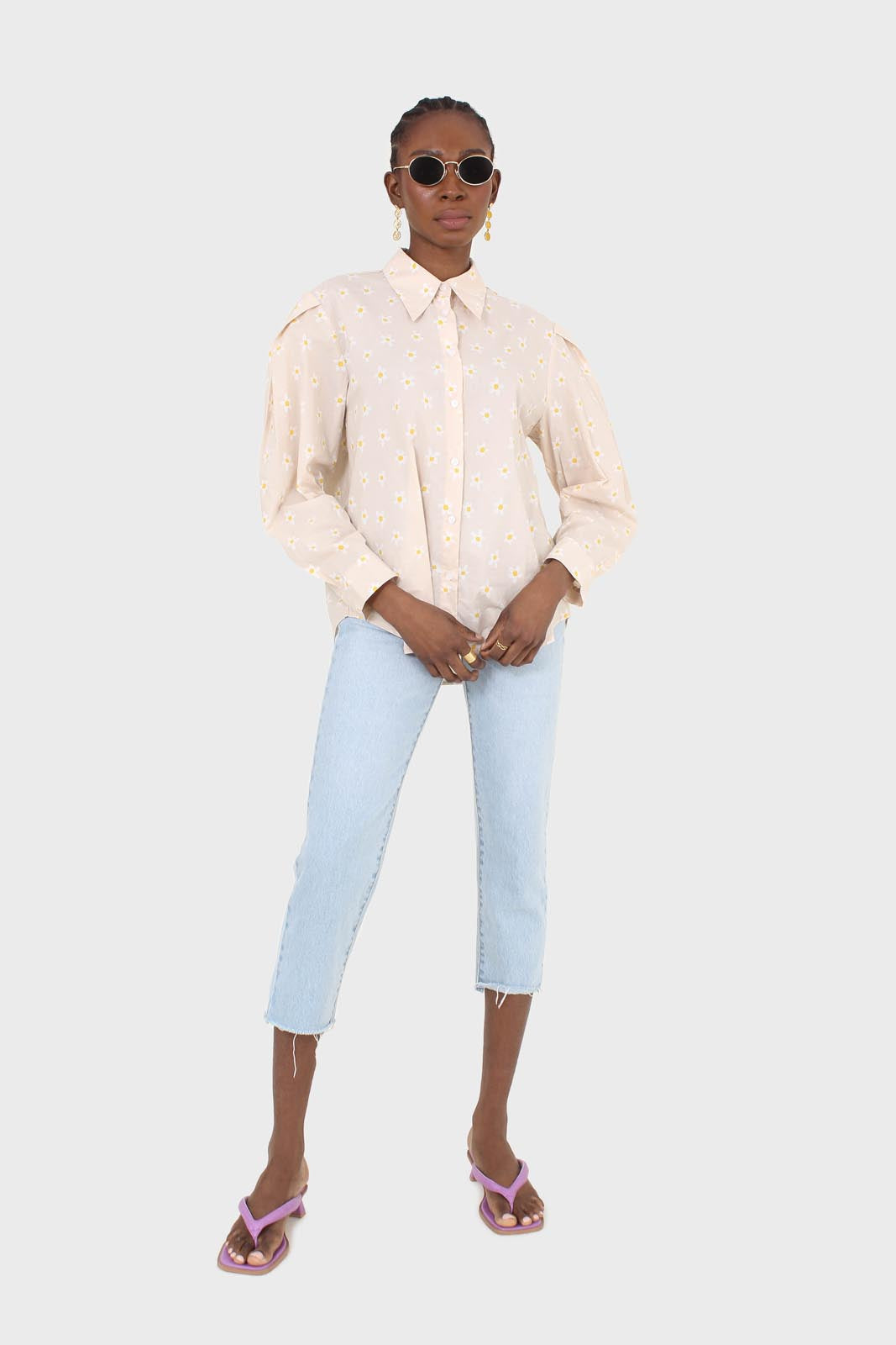 Ivory daisy print shirt_4