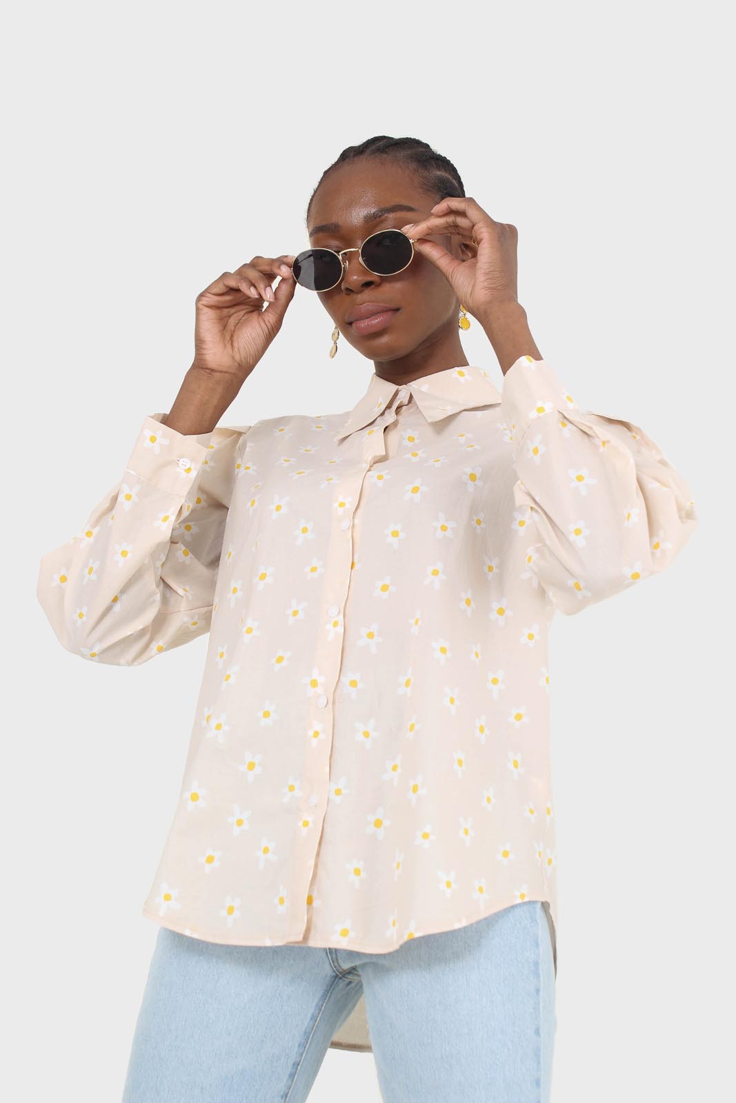 Ivory daisy print shirt_6