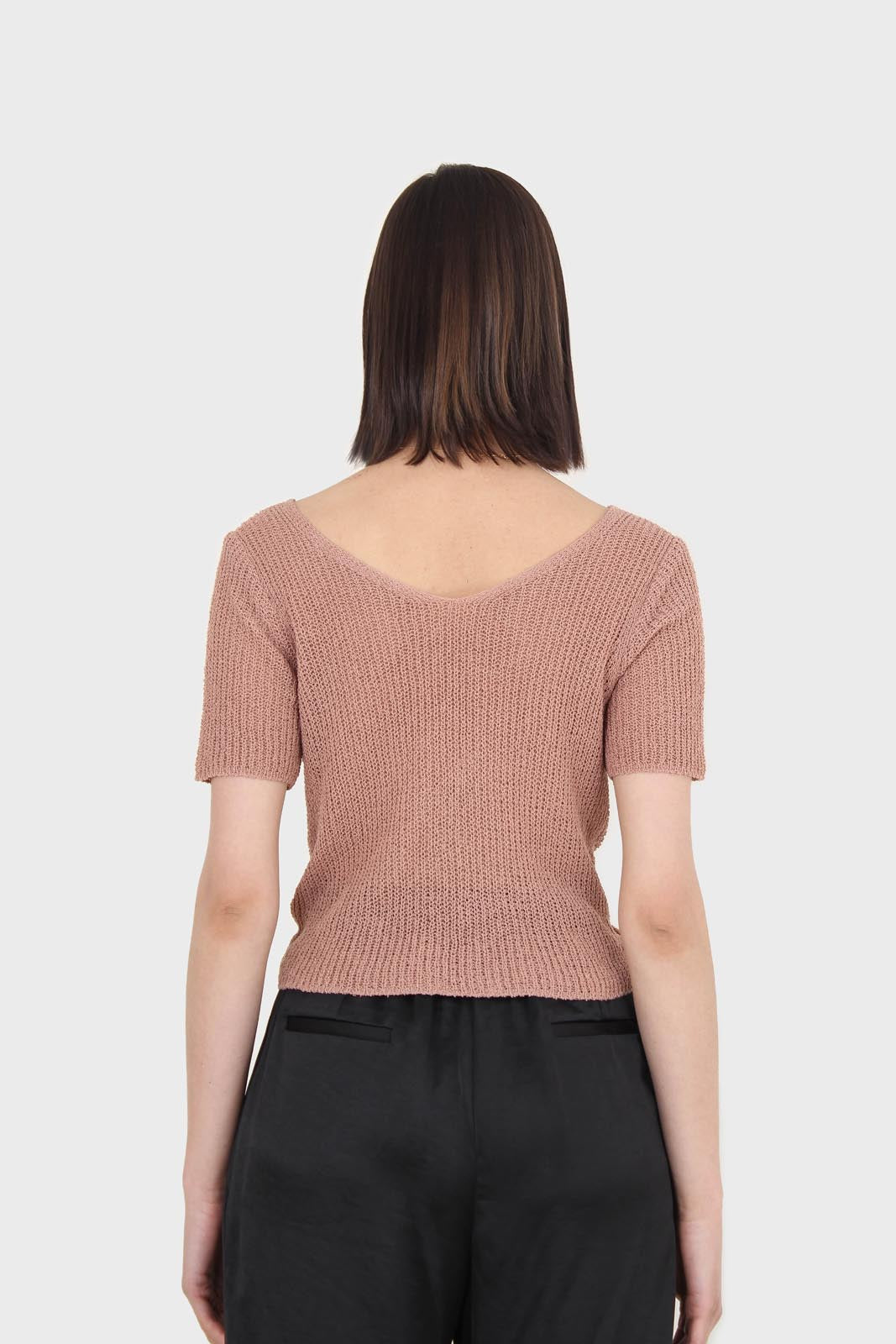 Mauve twist front knitted short sleeved top_3