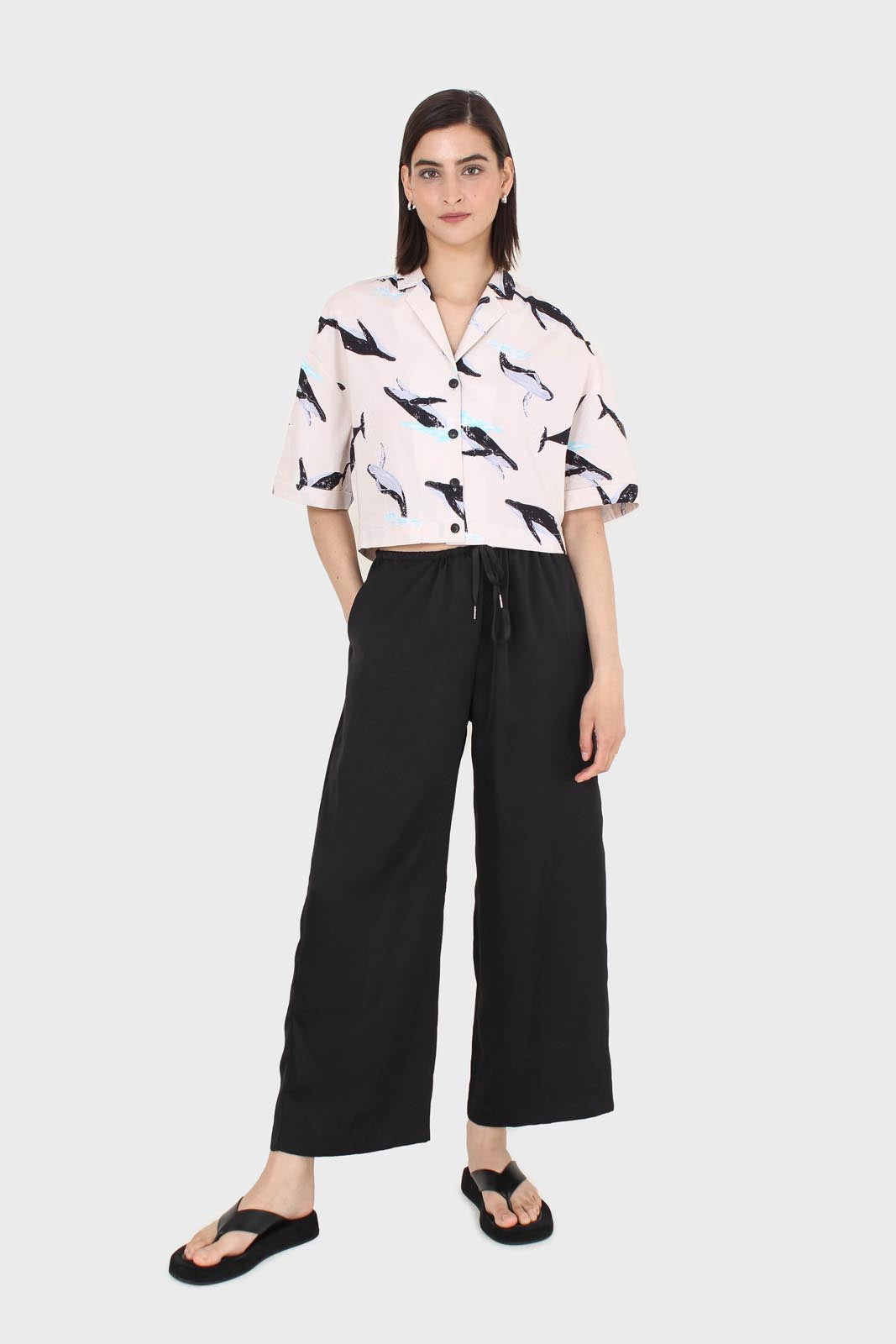 Beige whale print shirt_5