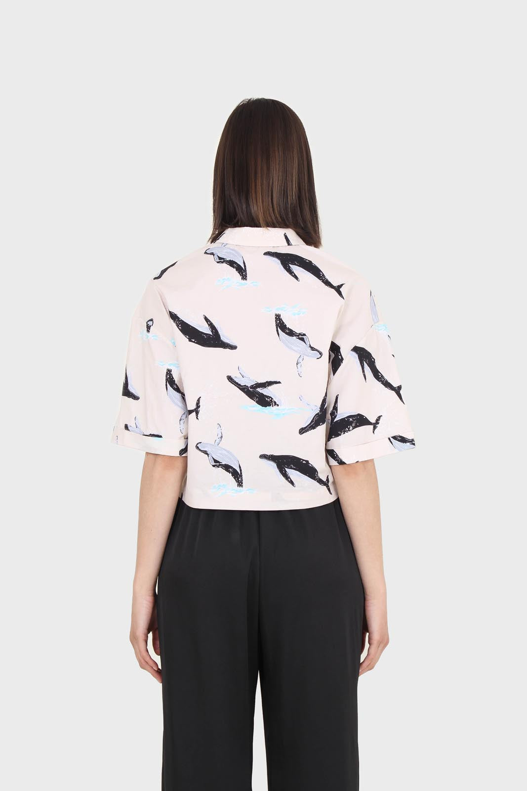 Beige whale print shirt_3