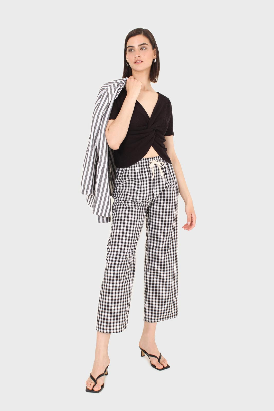 Black and ivory striped linen blazer_13