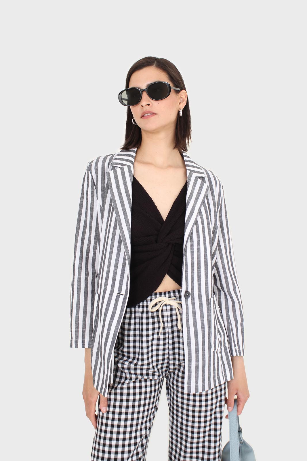 Black and ivory striped linen blazer_10