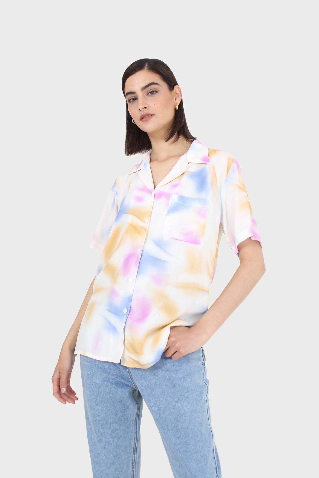 Pink blue and orange tie dye shirt_8