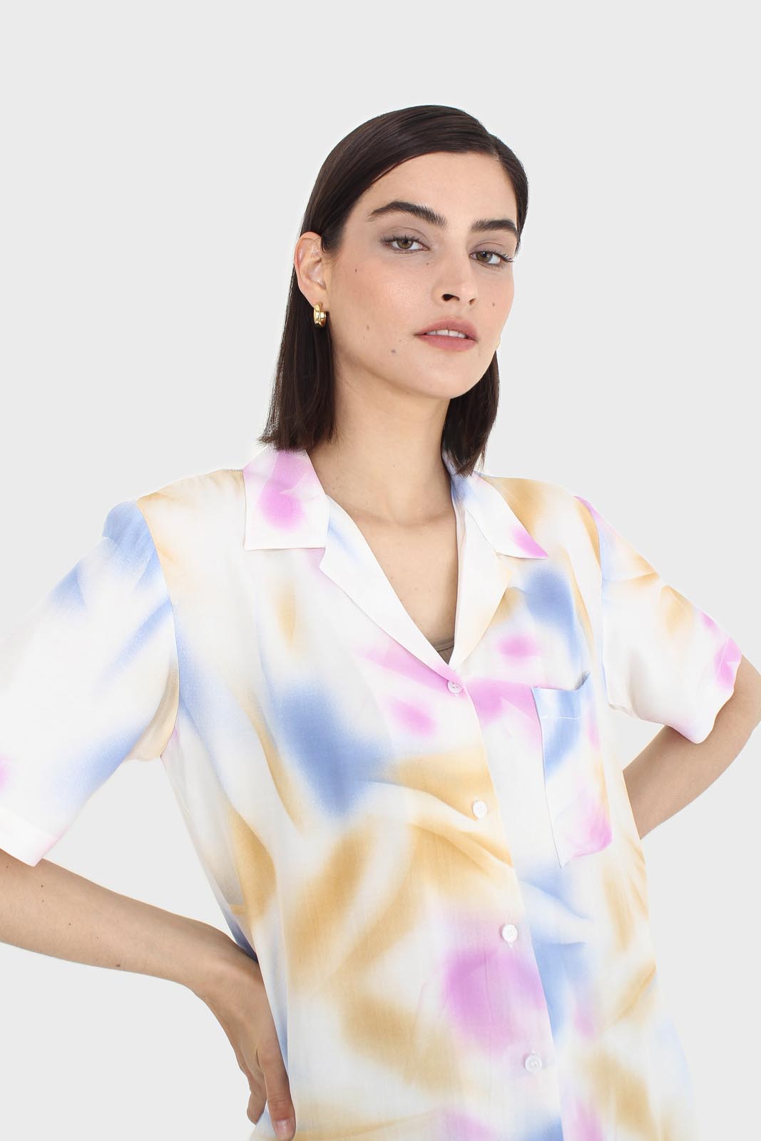 Pink blue and orange tie dye shirt_9