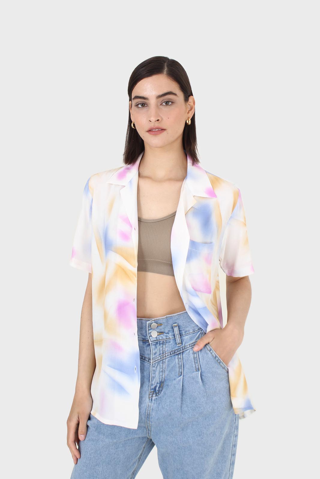 Pink blue and orange tie dye shirt_3