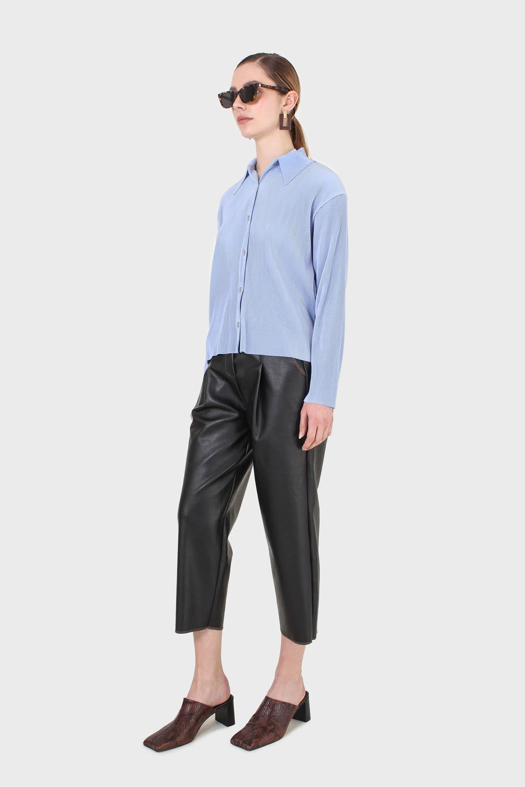 Sky blue micro pleated long sleeved shirt_10