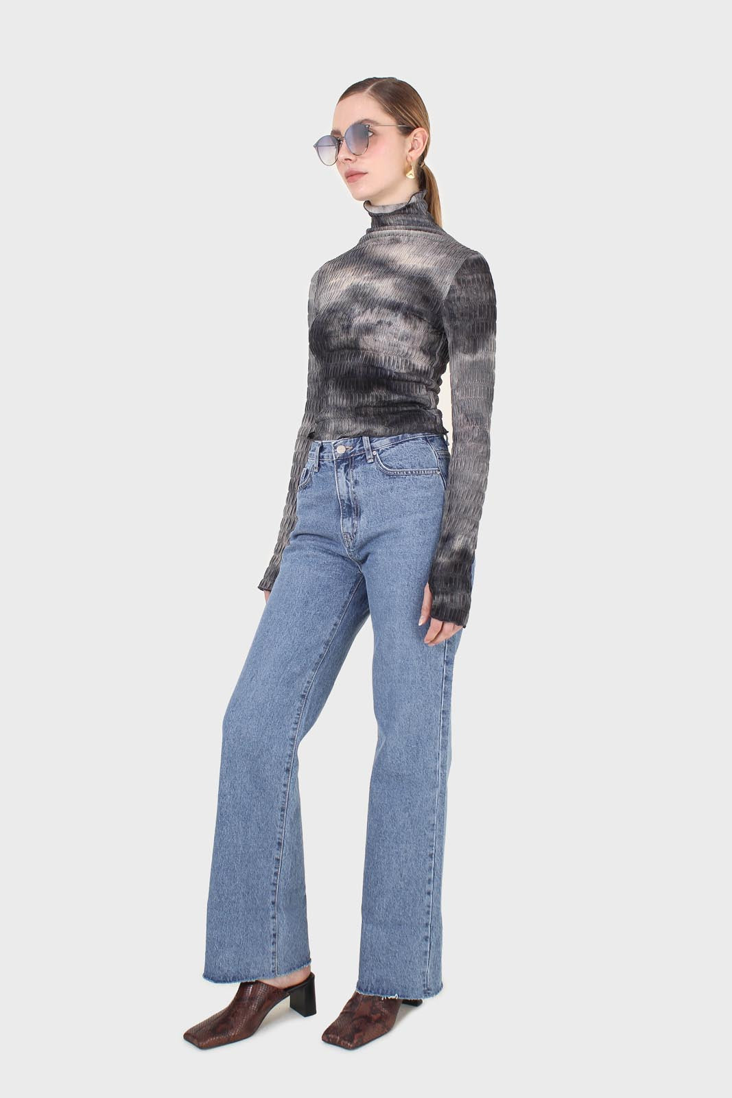 Black and ivory tie dye top_4