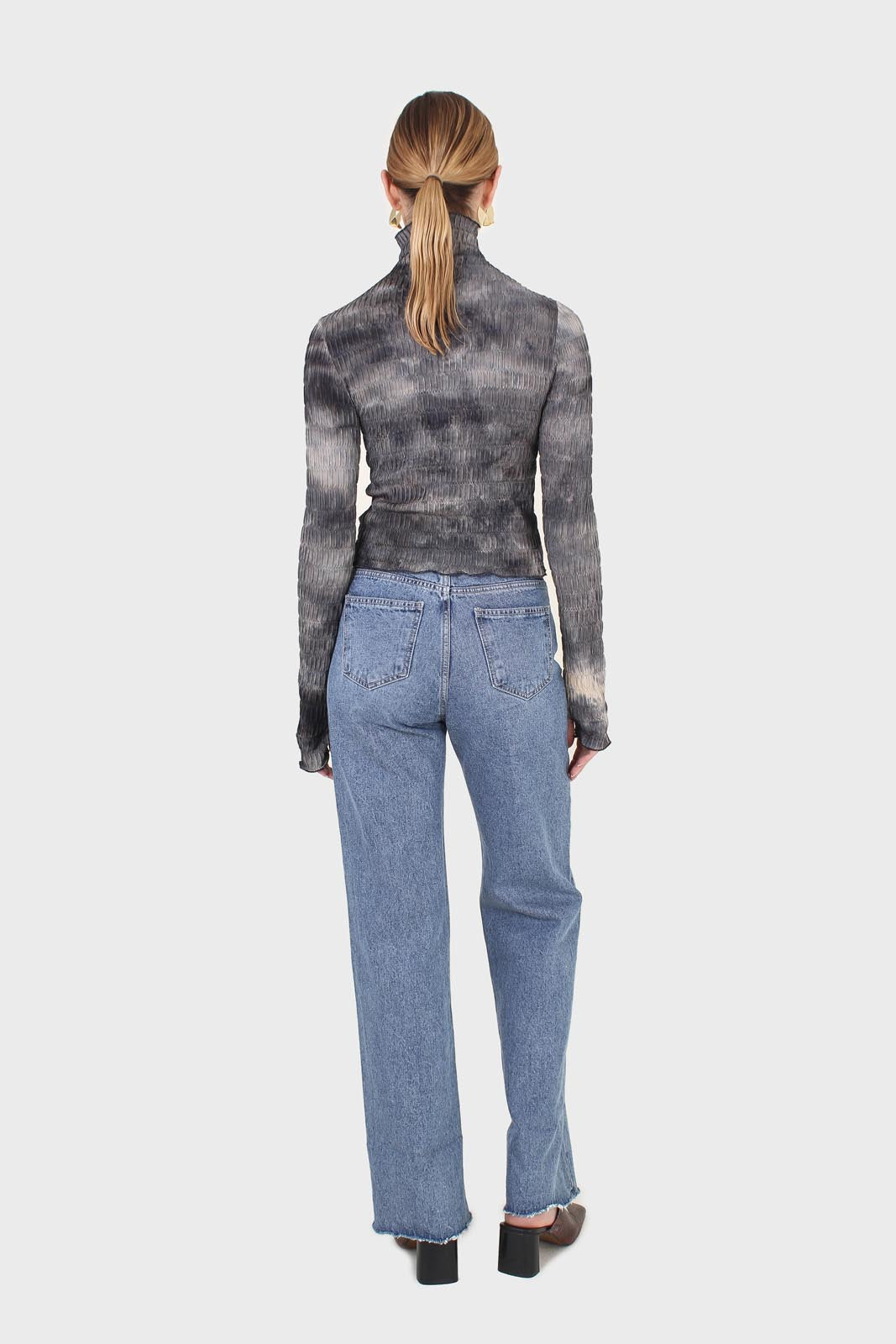 Black and ivory tie dye top_5