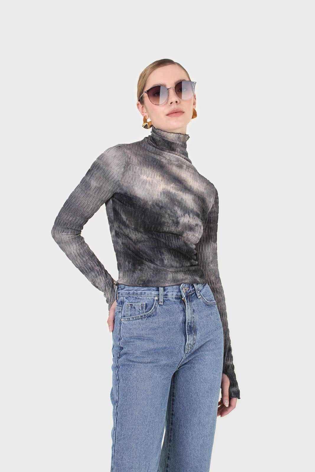 Black and ivory tie dye top_7