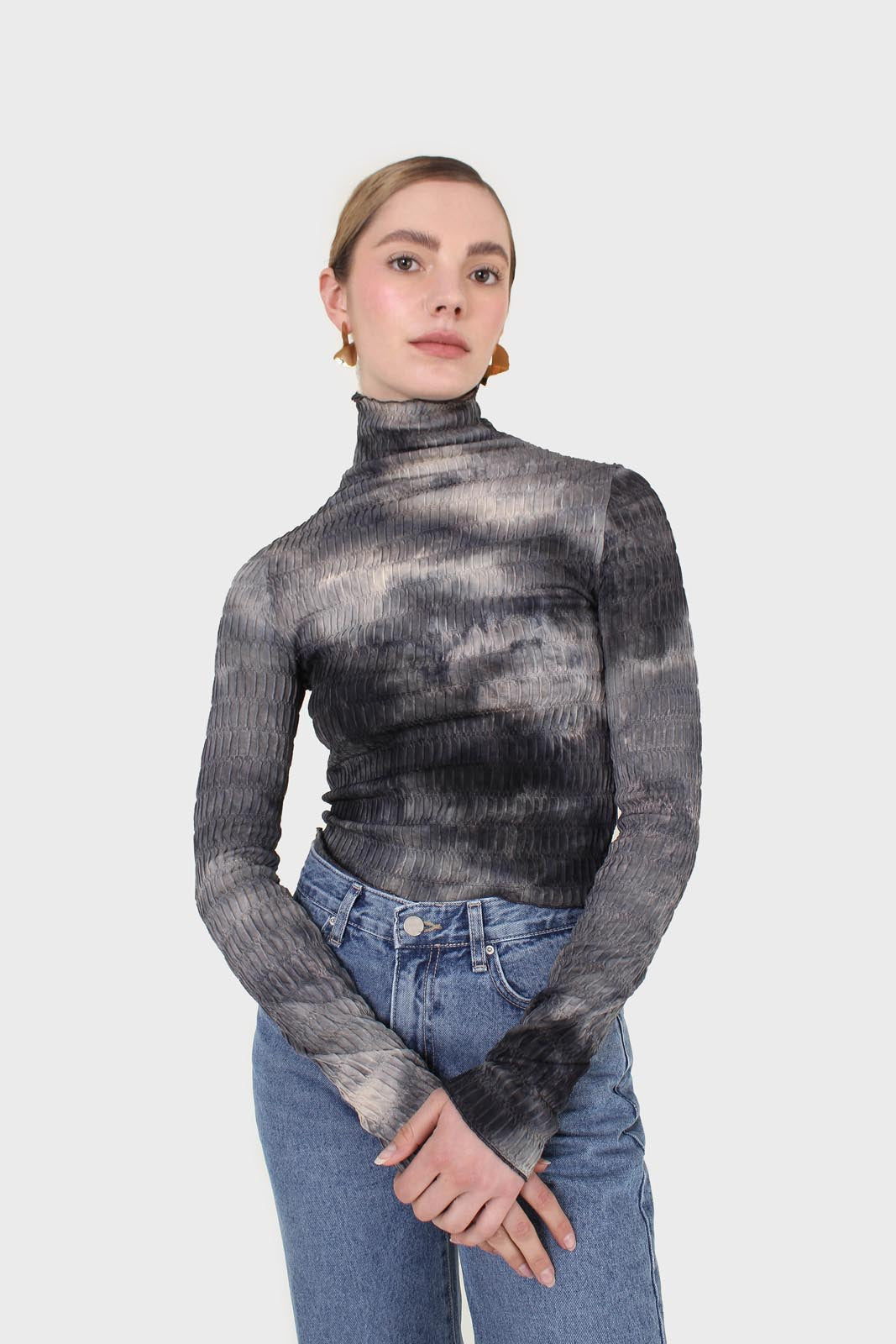 Black and ivory tie dye top_1