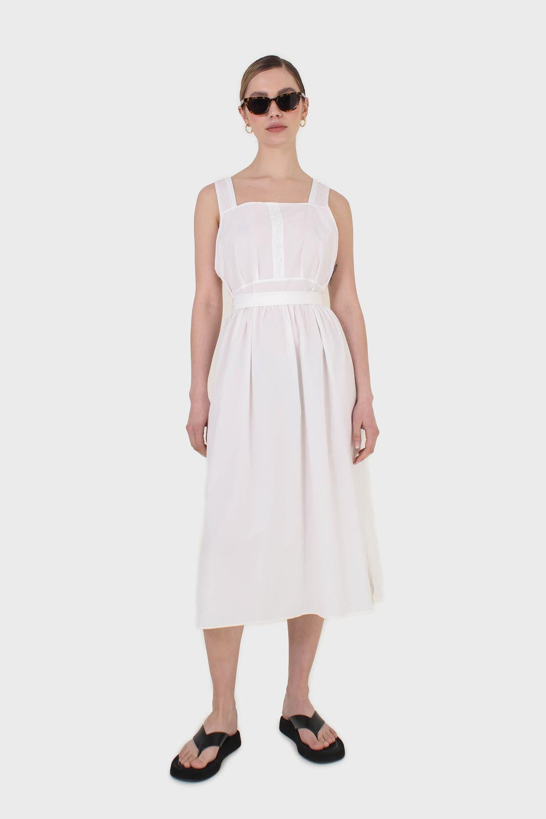 Ivory sleeveless wrap front dress_1