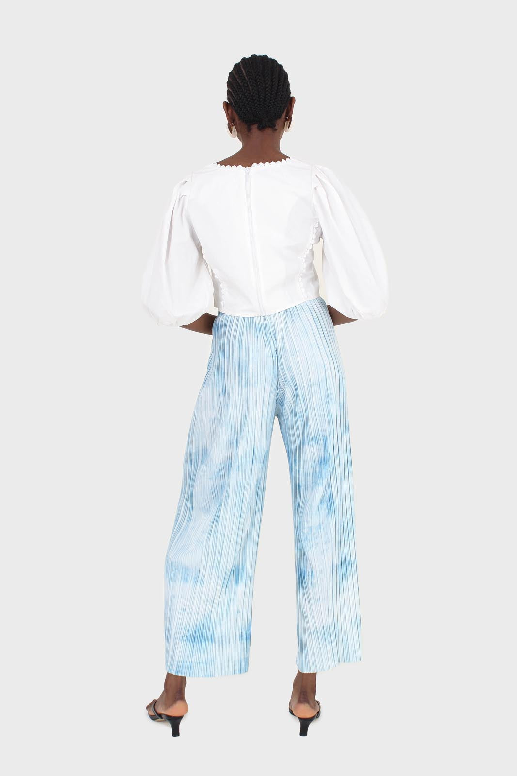 Blue and ivory ribbed tie dye trousers_5