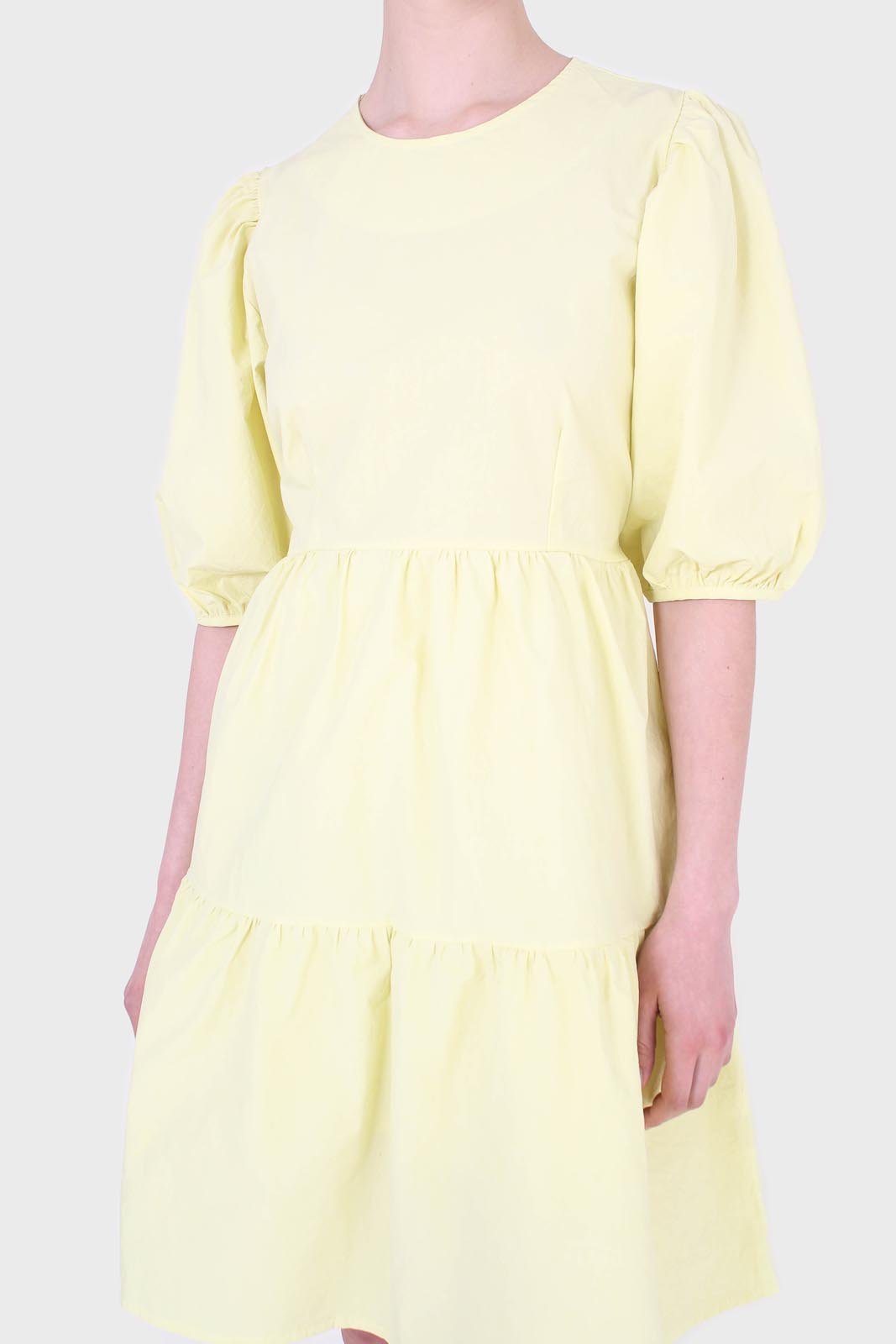 Yellow tiered puff sleeve mini dress_9