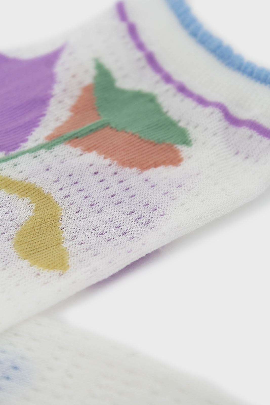 Blue floral bamboo cotton blend socks_2