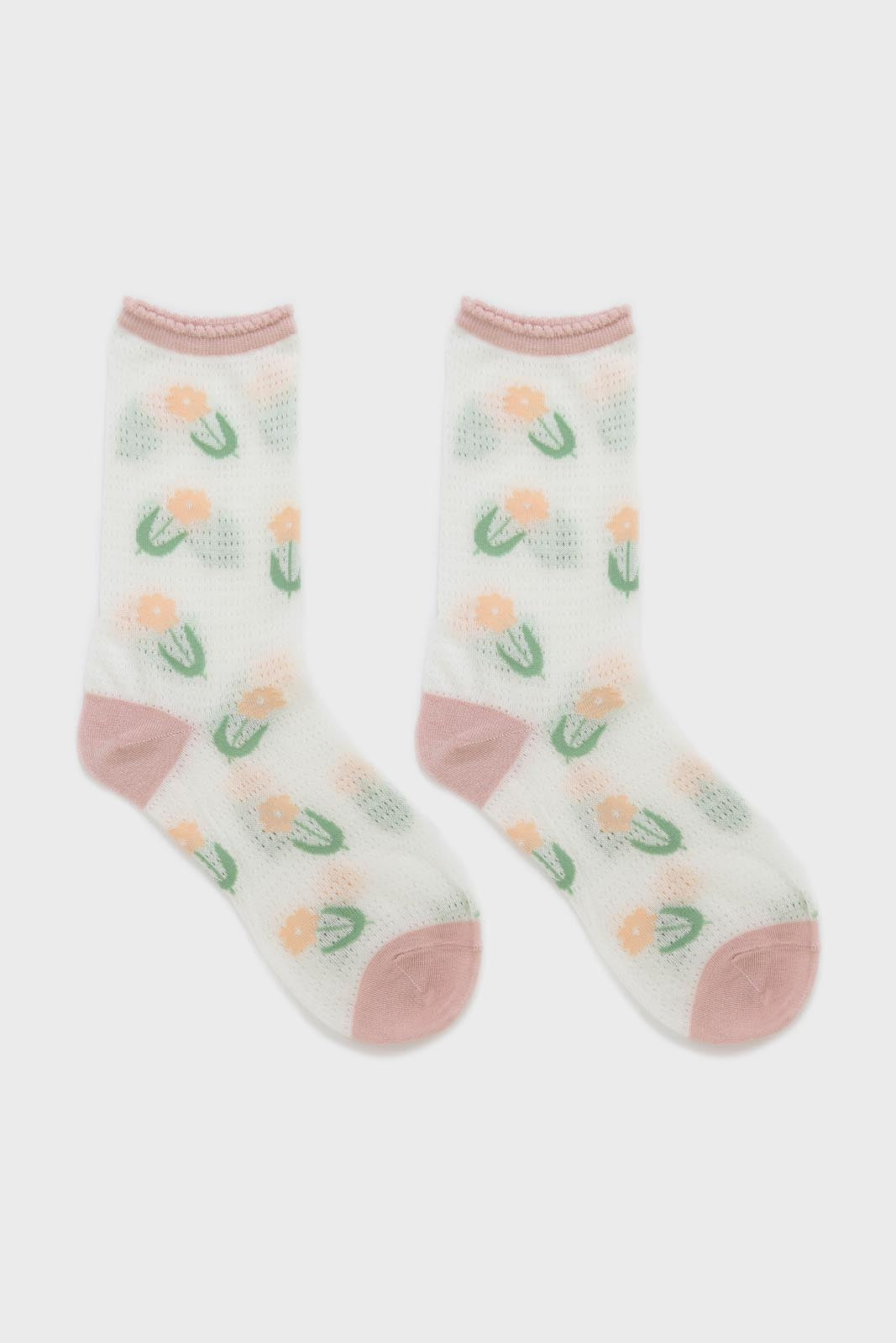 Pink floral bamboo cotton blend socks_3