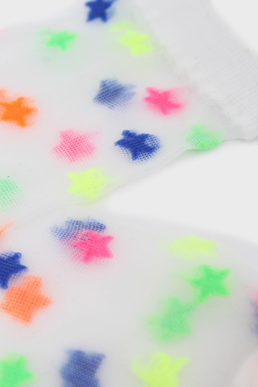 White multicolour star sheer socks_2