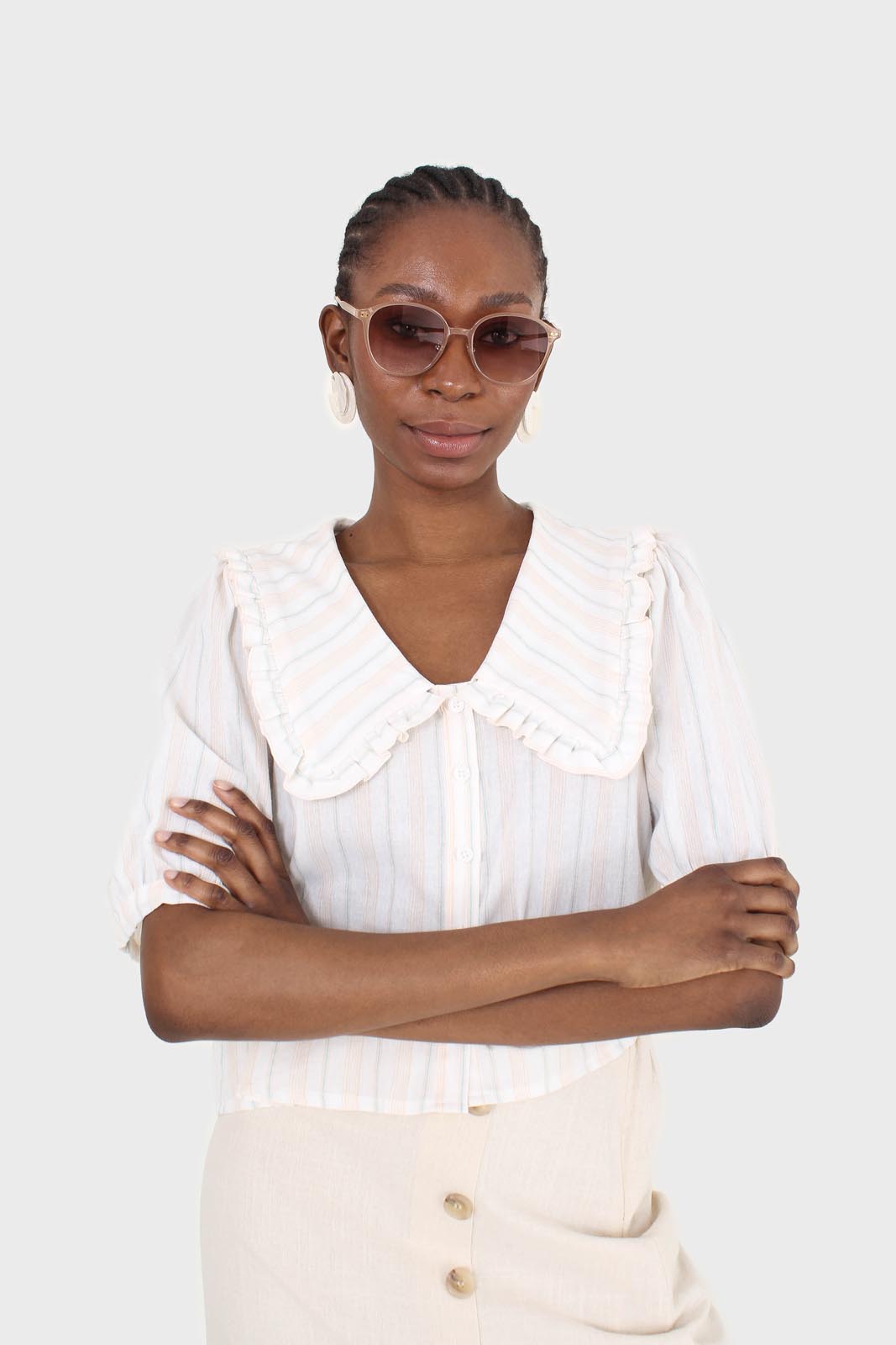 Ivory striped oversized collar blouse_5