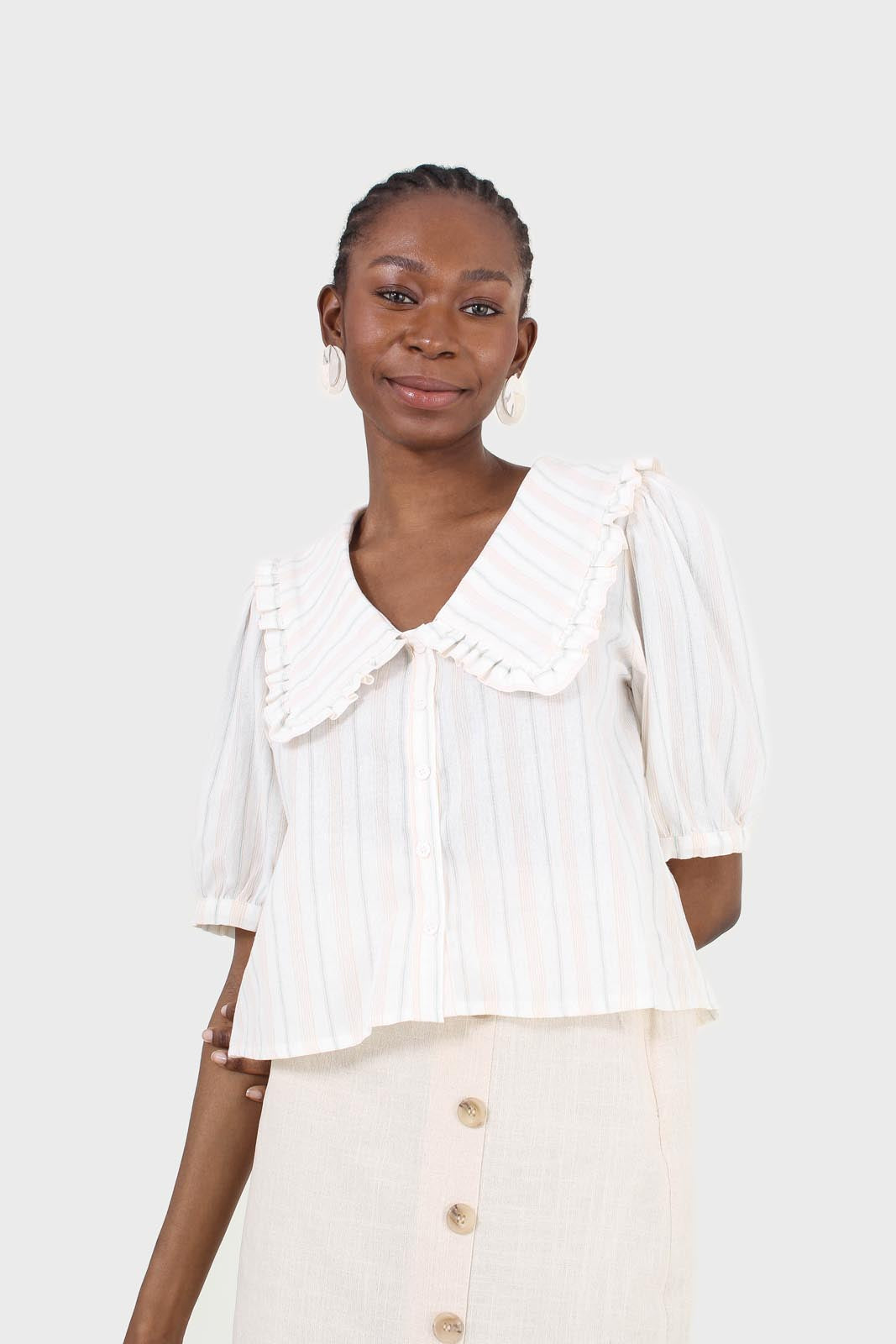 Ivory striped oversized collar blouse_8