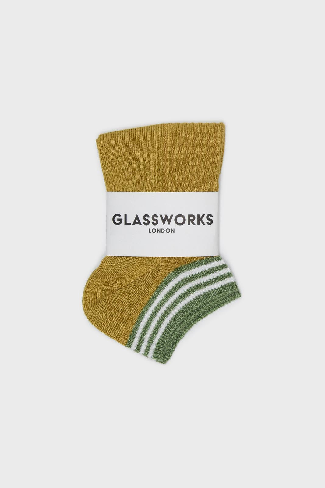 Mustard and sage striped ankle socks_4