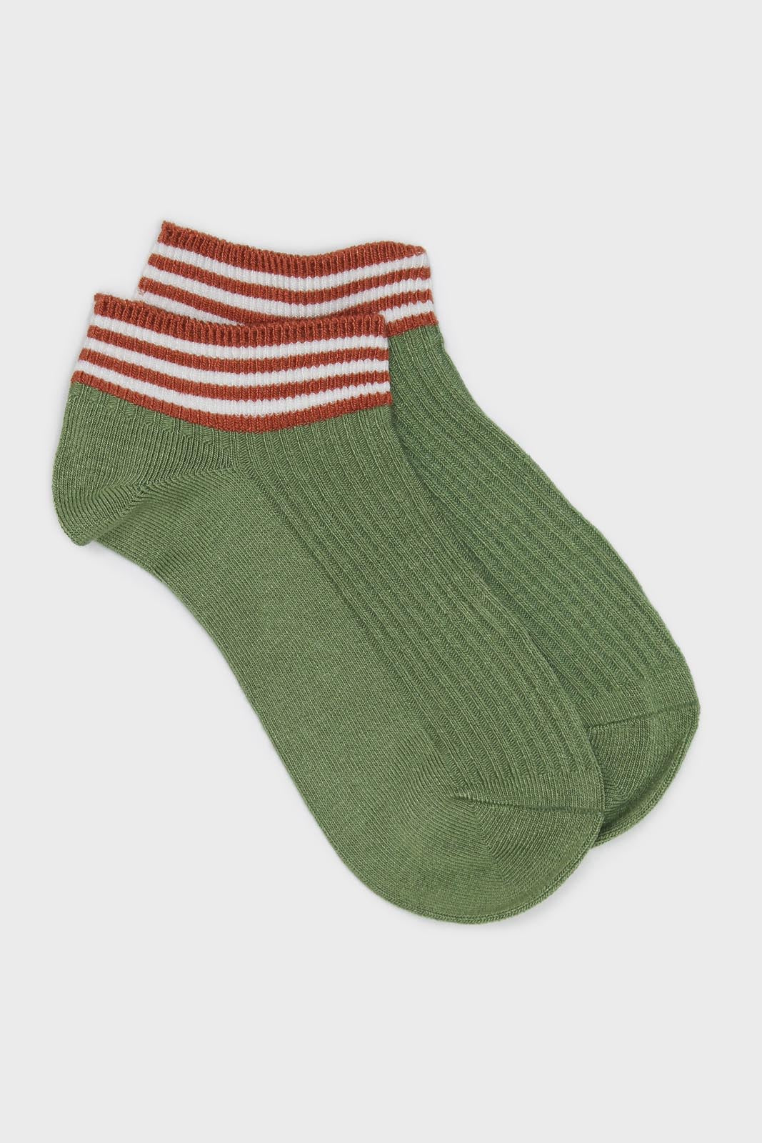 Sage and orange striped ankle socks_1