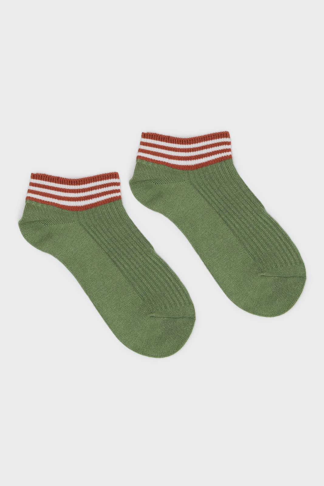 Sage and orange striped ankle socks_3