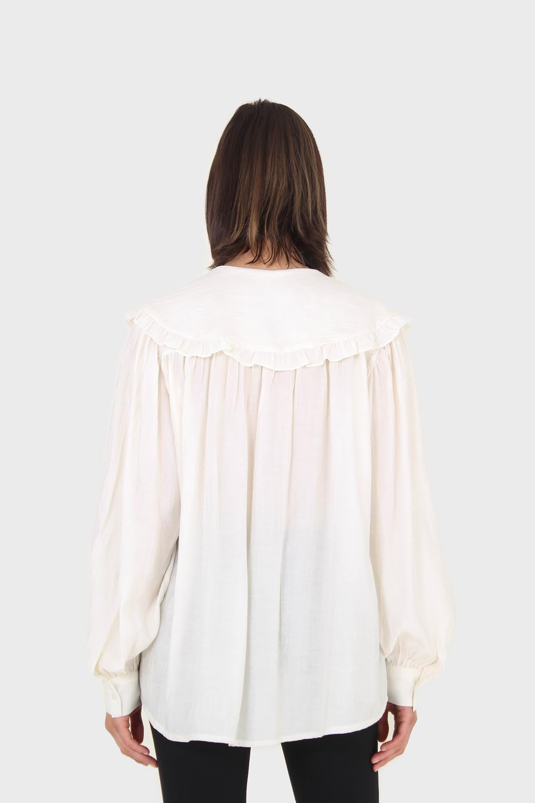 Ivory frill large collar balloon sleeve blouse_2