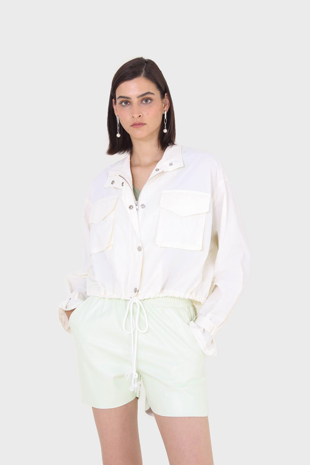 Ivory drawstring patch pocket windbreaker_1