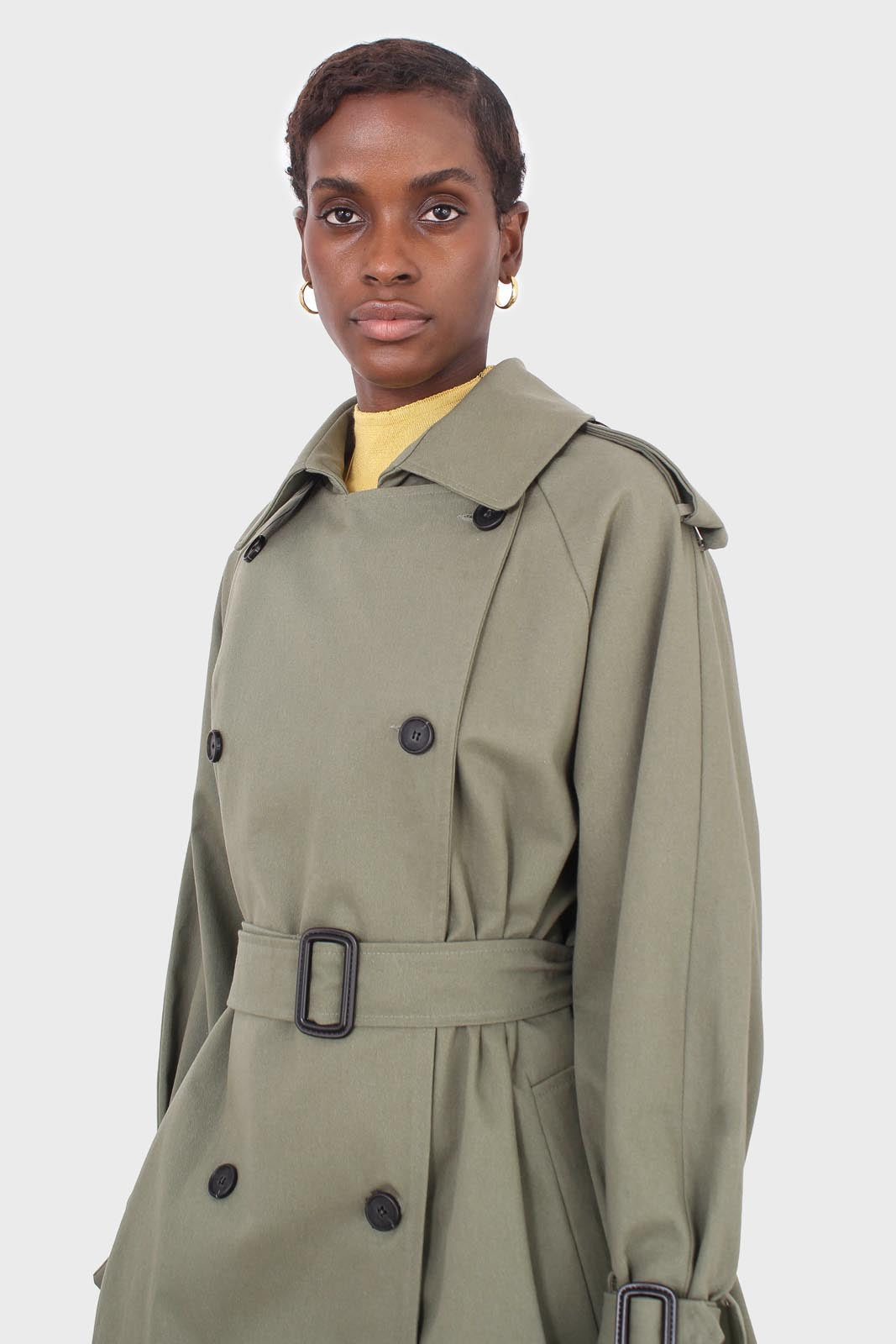Khaki classic double breasted trench coat_10