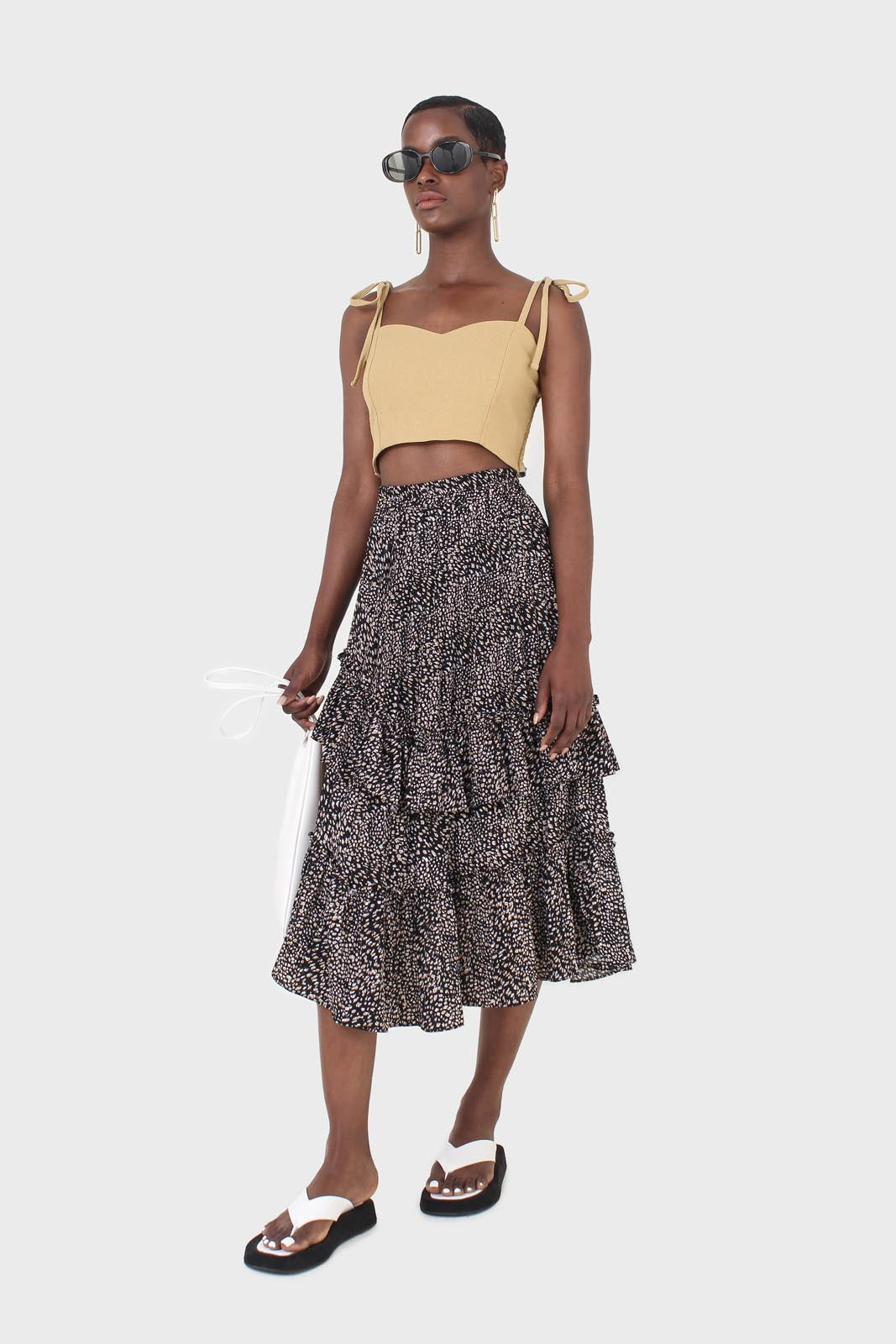 Mustard ruched back tie strap bustier_4