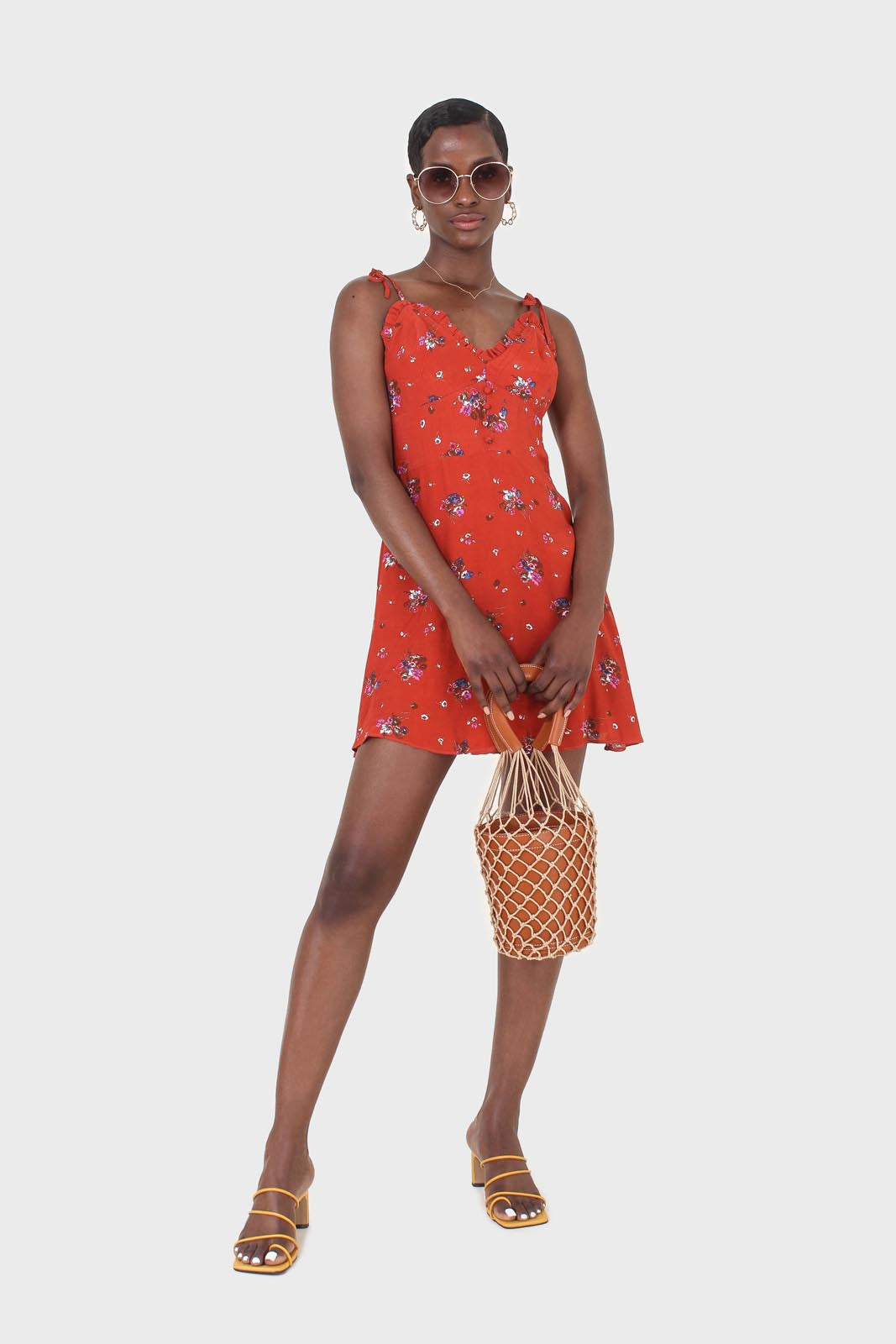 Camel net cylinder bucket bag_3