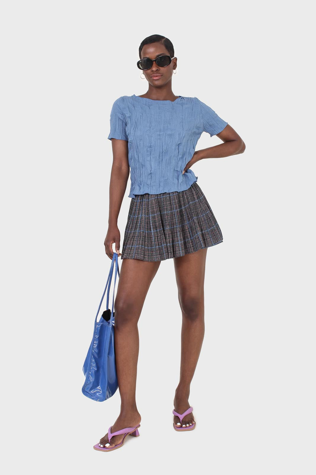 Blue wrinkled short sleeved tee_4