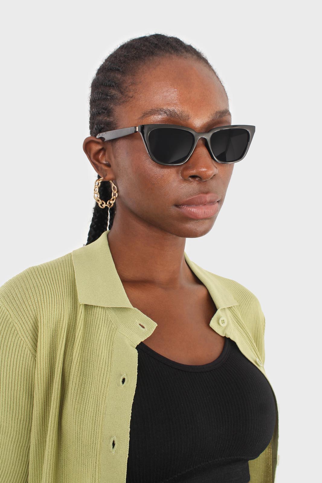 Light green ribbed fine knit polo top_6