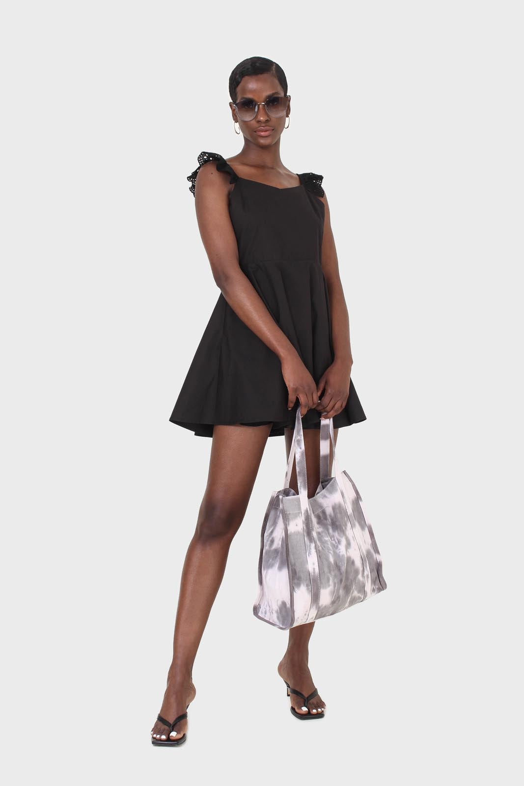 Black open tie back eyelet dress_3